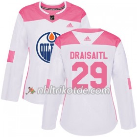 Edmonton Oilers Trikot Leon Draisaitl 29 Adidas 2017-2018 Weiß Pink Fashion Authentic - Dame